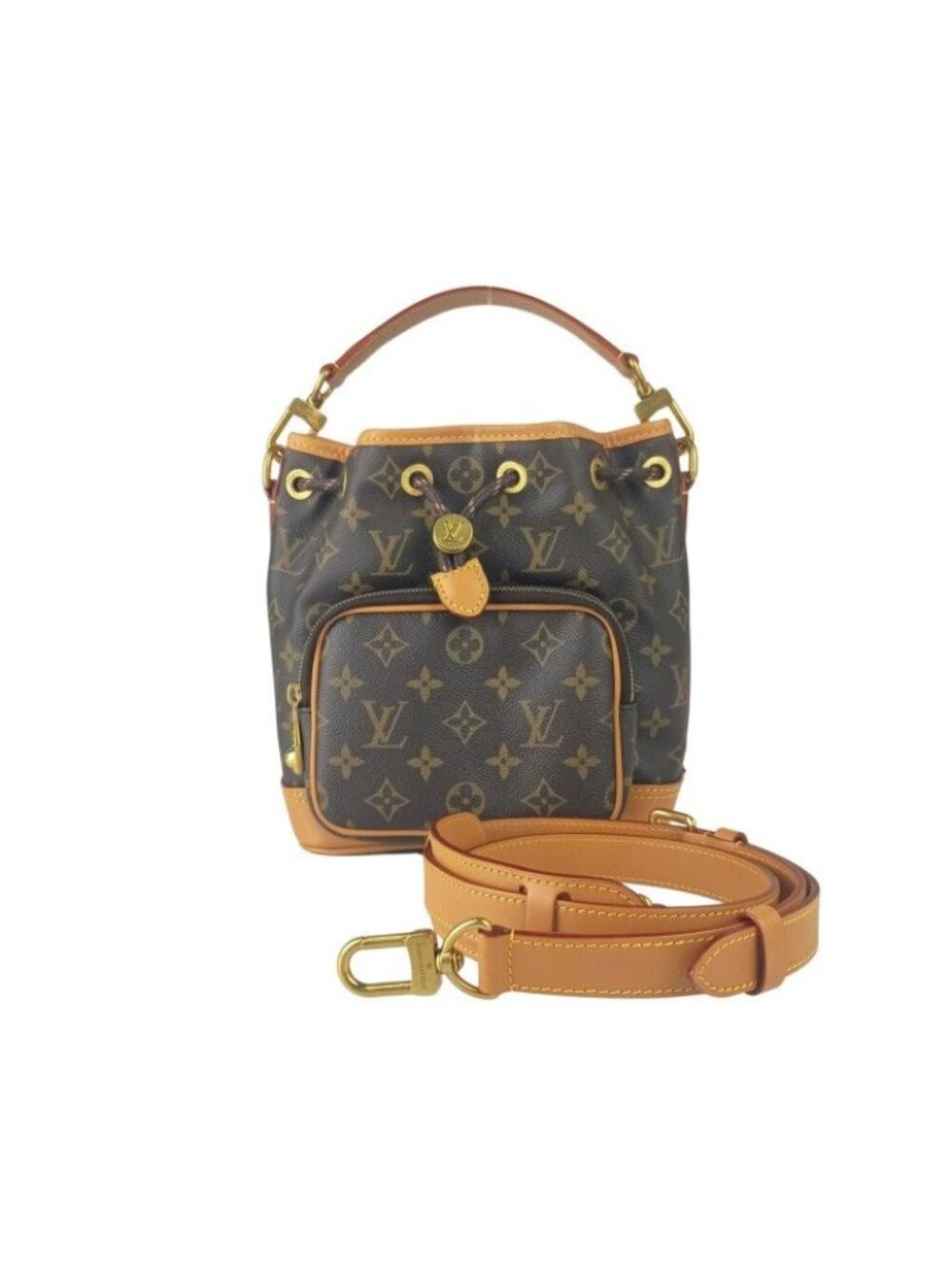 Louis Vuitton Noe Cargo Brown Monogram 2-Way Shoulder Bag Gold